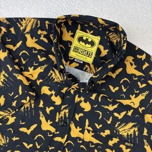 RSVLTS Batman 'Caped Crusader' Shirt Mens Medium Black Short Sleeve Button Flex